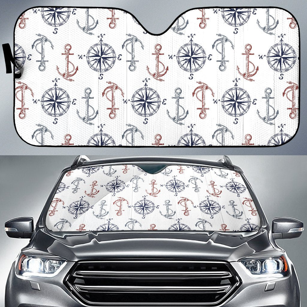 Anchor Pattern Print Design 06 Car Sun Shade-JORJUNE.COM