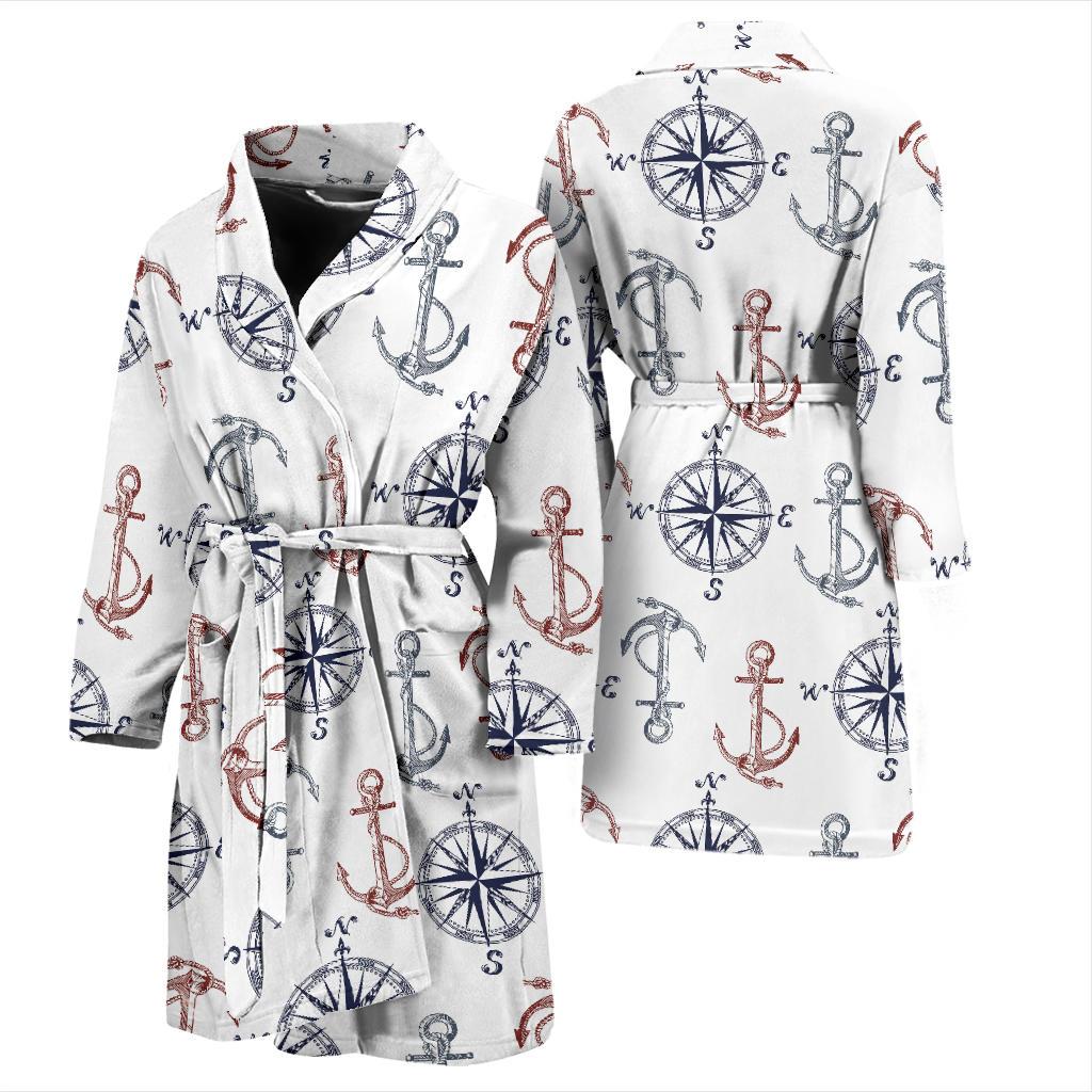 Anchor Pattern Print Design 06 Men Bathrobe-JORJUNE.COM