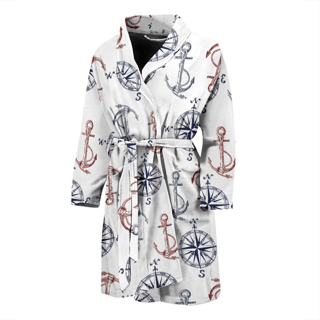 Anchor Pattern Print Design 06 Men Bathrobe-JORJUNE.COM