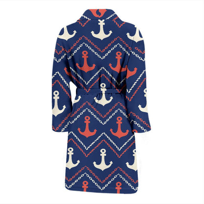 Anchor Pattern Print Design 07 Men Bathrobe-JORJUNE.COM