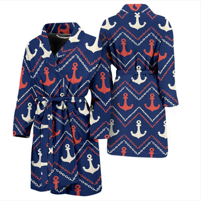 Anchor Pattern Print Design 07 Men Bathrobe-JORJUNE.COM