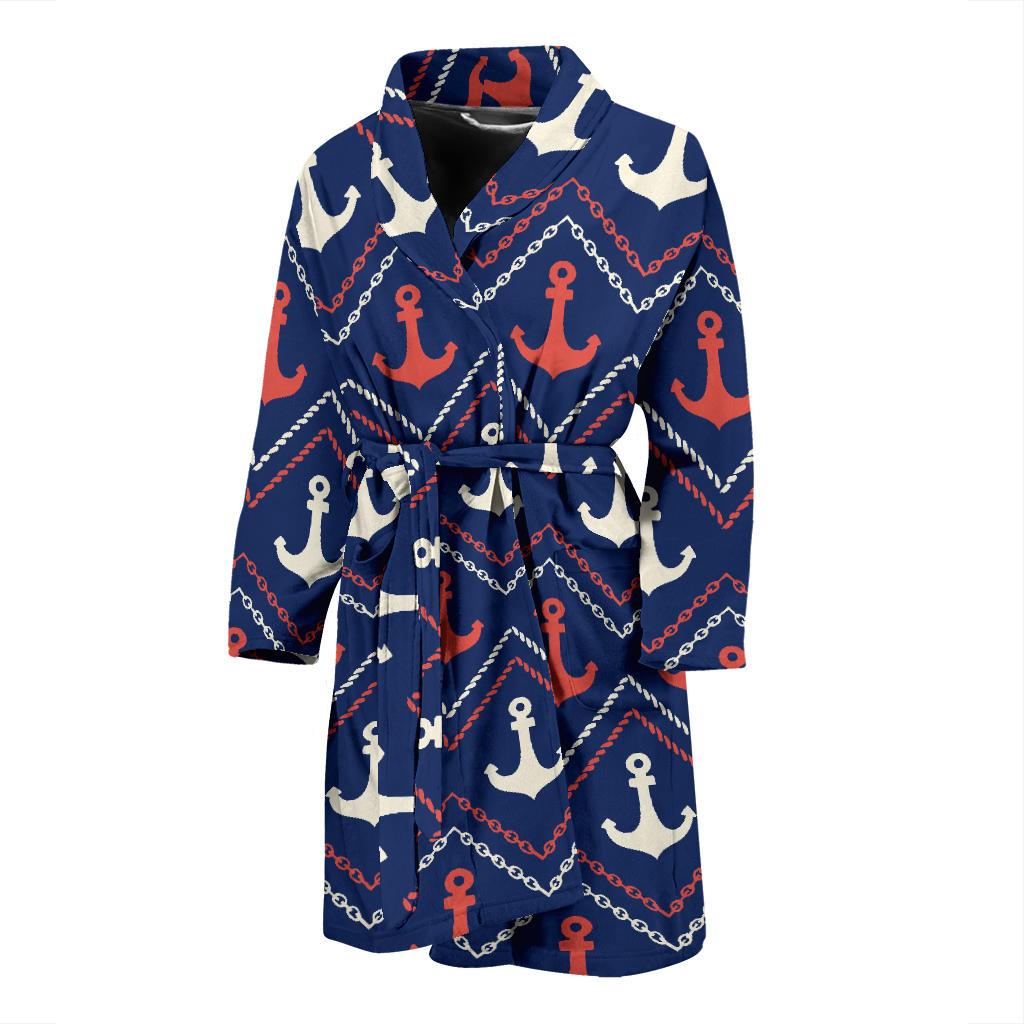 Anchor Pattern Print Design 07 Men Bathrobe-JORJUNE.COM