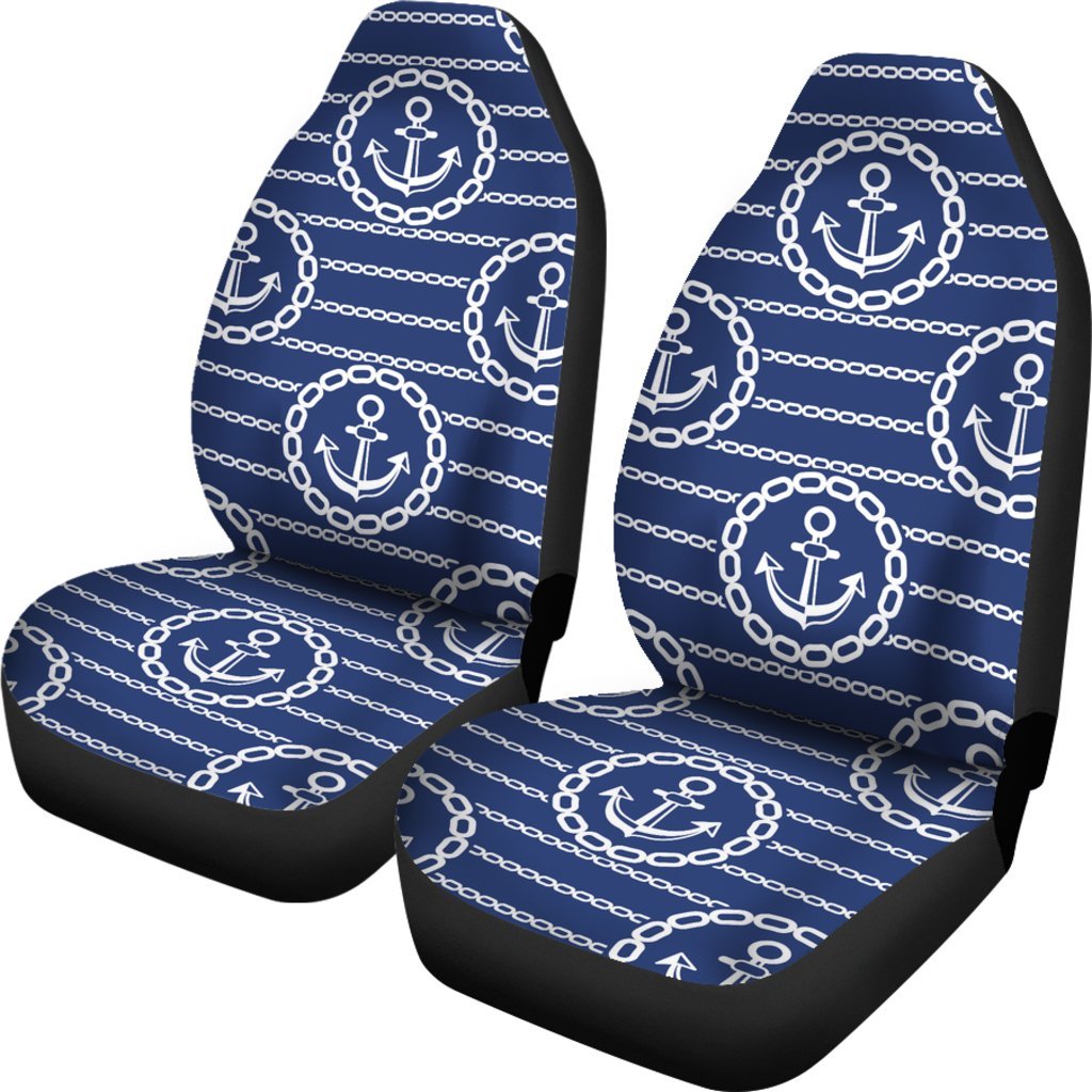 Anchor Stripe Pattern Universal Fit Car Seat Covers