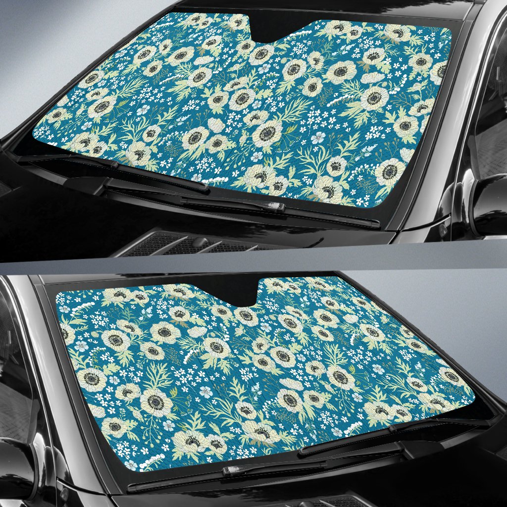 Anemone Pattern Print Design 01 Car Sun Shade-JORJUNE.COM