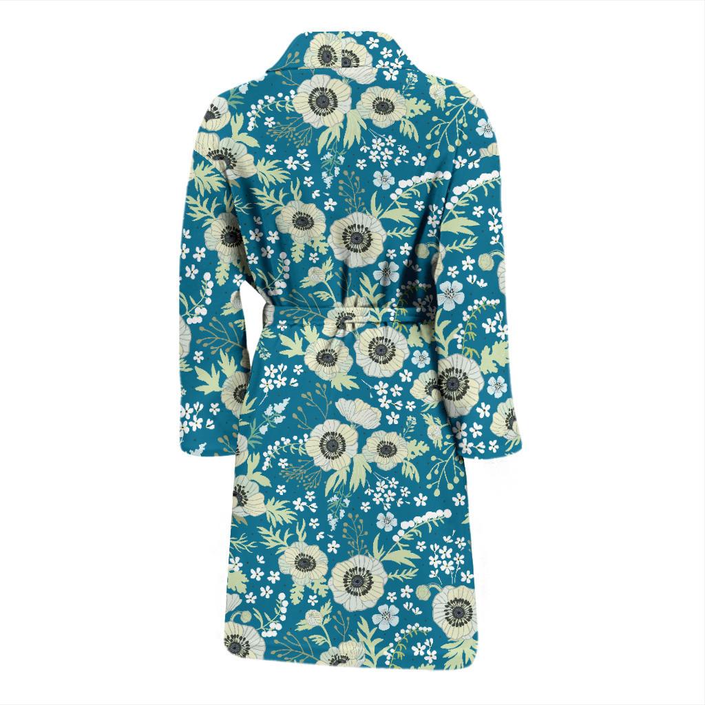 Anemone Pattern Print Design 01 Men Bathrobe-JORJUNE.COM
