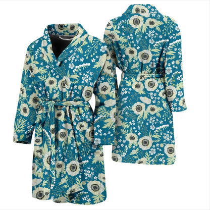 Anemone Pattern Print Design 01 Men Bathrobe-JORJUNE.COM