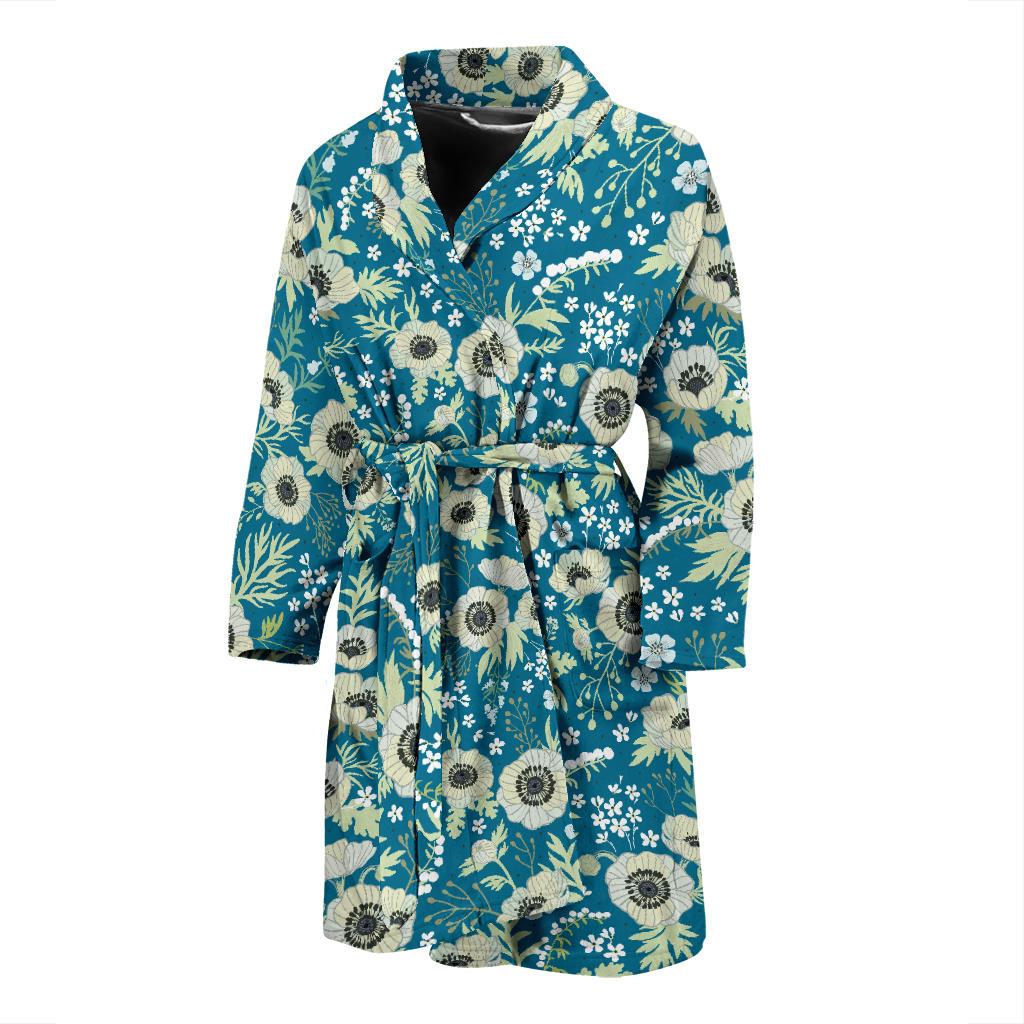 Anemone Pattern Print Design 01 Men Bathrobe-JORJUNE.COM