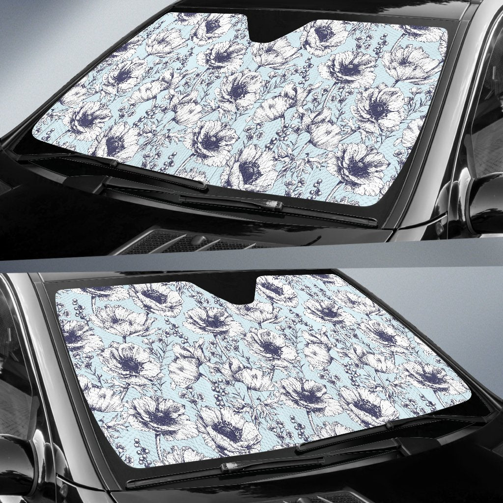 Anemone Pattern Print Design 02 Car Sun Shade-JORJUNE.COM