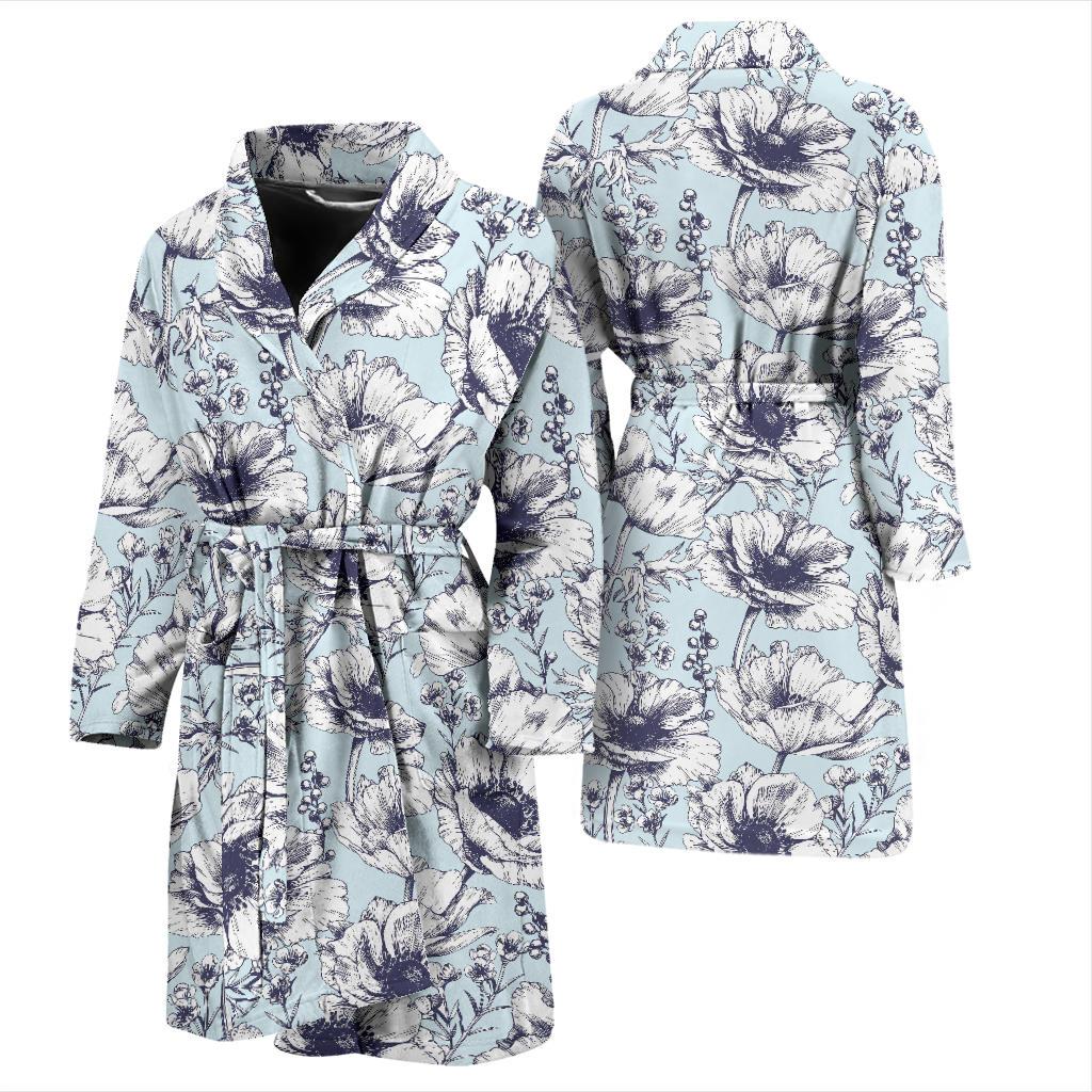 Anemone Pattern Print Design 02 Men Bathrobe-JORJUNE.COM