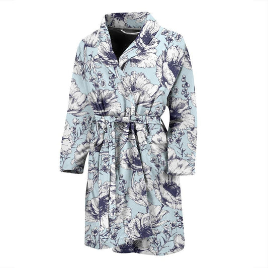 Anemone Pattern Print Design 02 Men Bathrobe-JORJUNE.COM