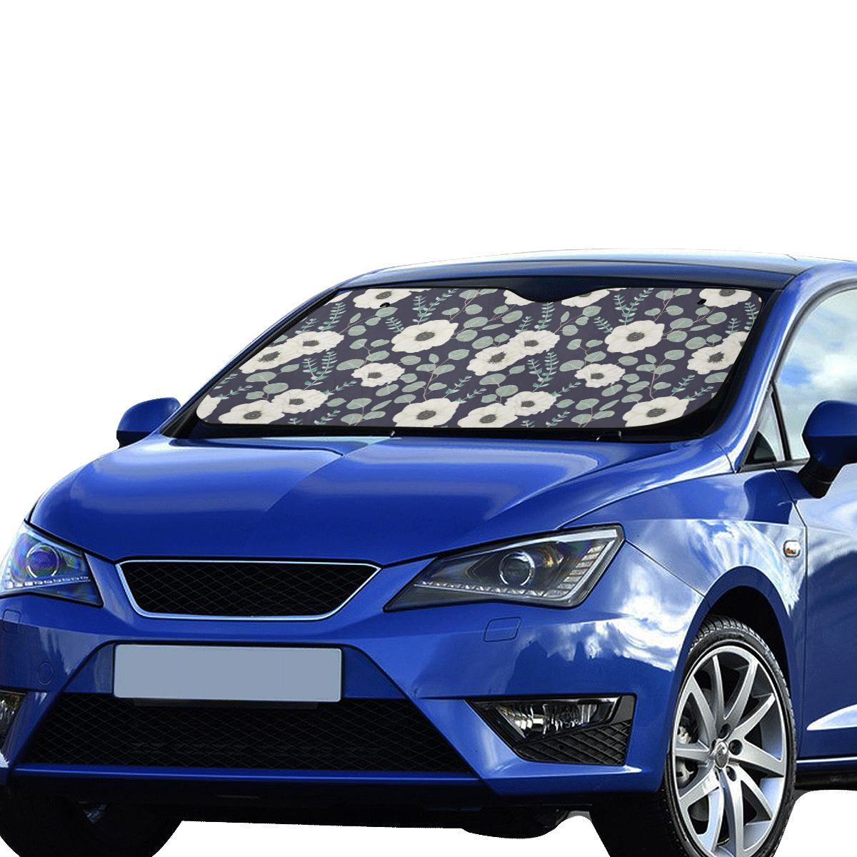 Anemone Pattern Print Design AM01 Car Sun Shade-JorJune