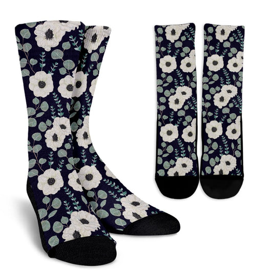 Anemone Pattern Print Design AM01 Crew Crew Socks-JORJUNE.COM