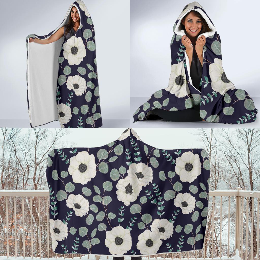 Anemone Pattern Print Design AM01 Hooded Blanket-JORJUNE.COM