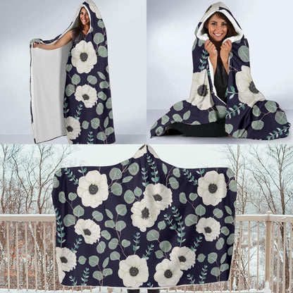 Anemone Pattern Print Design AM01 Hooded Blanket-JORJUNE.COM