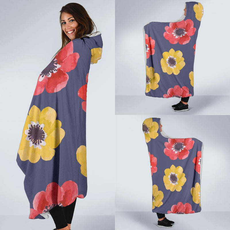 Anemone Pattern Print Design AM010 Hooded Blanket-JORJUNE.COM