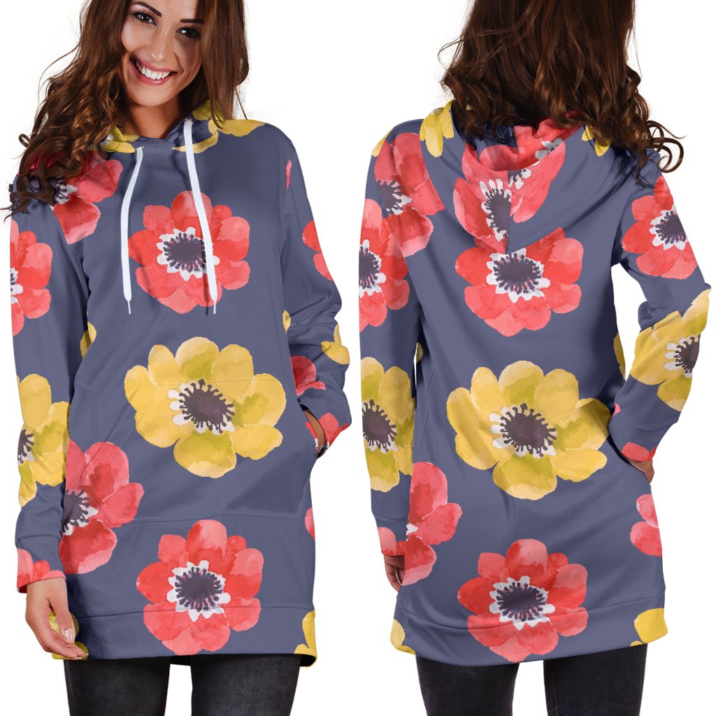 Anemone Pattern Print Design AM010 Women Hoodie Dress