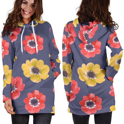 Anemone Pattern Print Design AM010 Women Hoodie Dress
