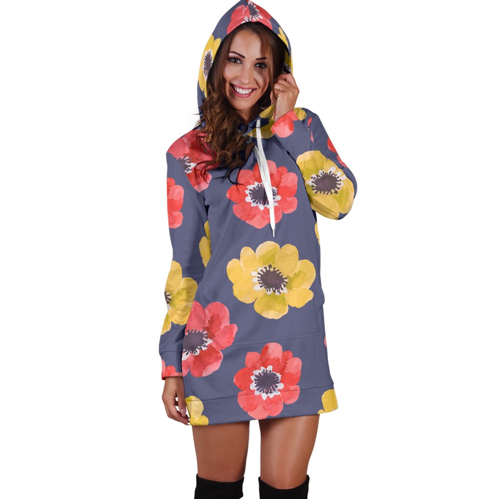 Anemone Pattern Print Design AM010 Women Hoodie Dress