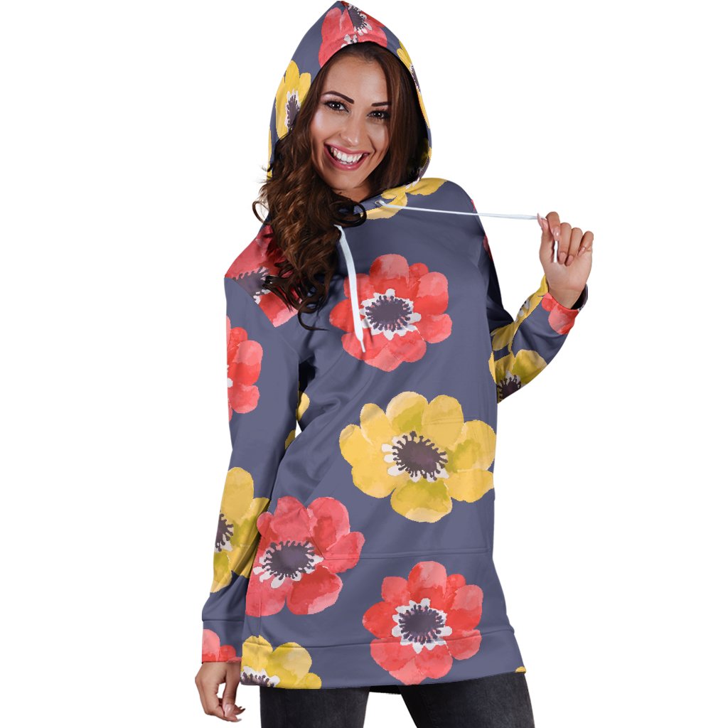 Anemone Pattern Print Design AM010 Women Hoodie Dress