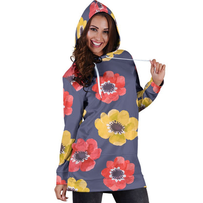 Anemone Pattern Print Design AM010 Women Hoodie Dress