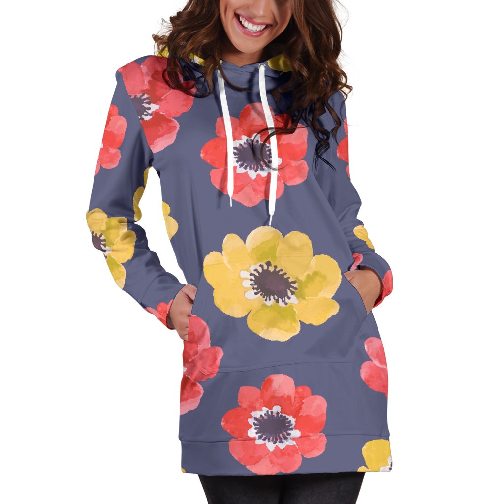 Anemone Pattern Print Design AM010 Women Hoodie Dress
