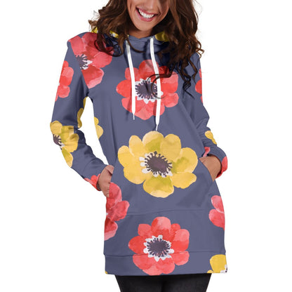 Anemone Pattern Print Design AM010 Women Hoodie Dress