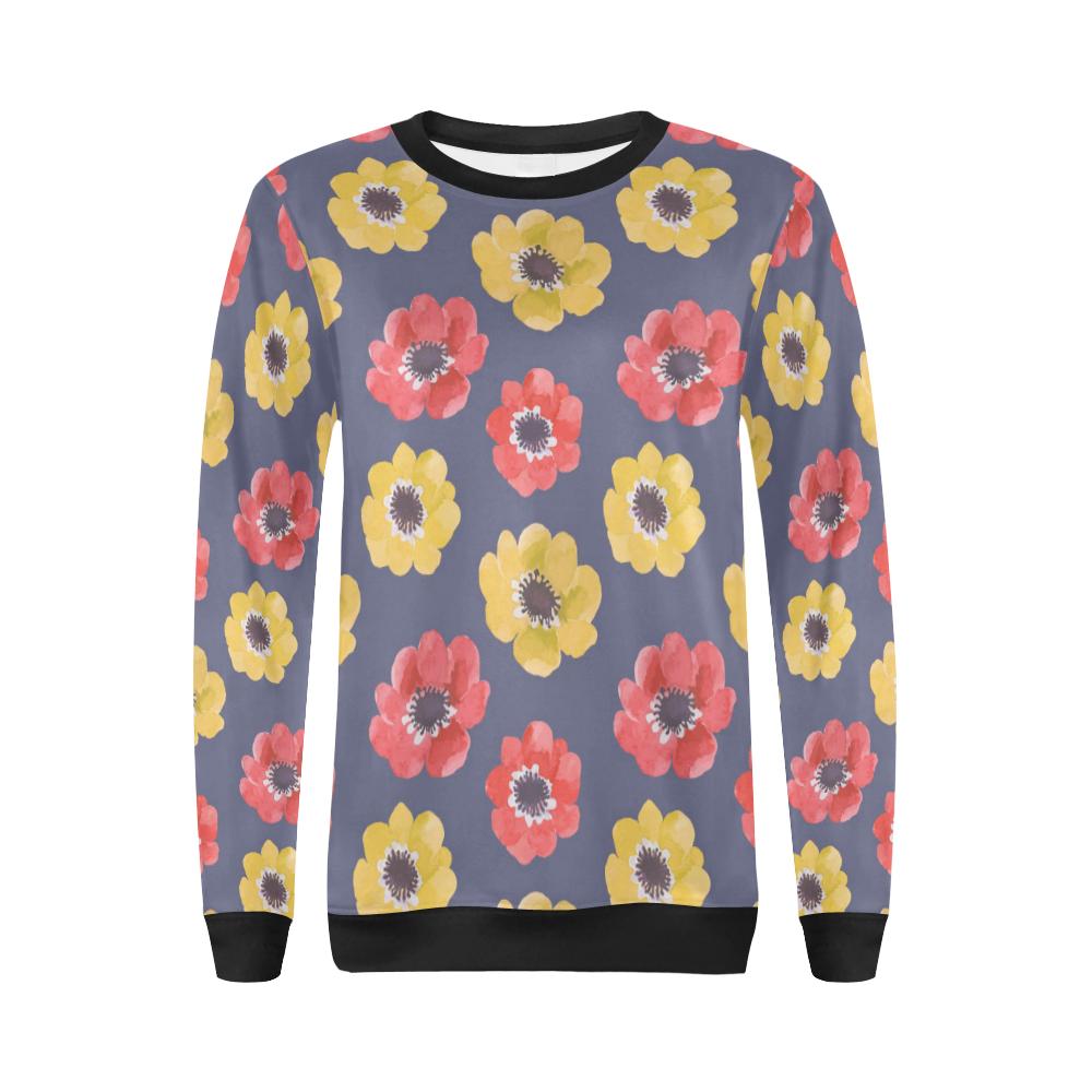 Anemone Pattern Print Design AM010 Women Long Sleeve Sweatshirt-JorJune