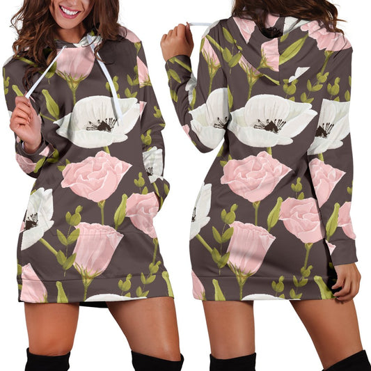 Anemone Pattern Print Design AM011 Women Hoodie Dress