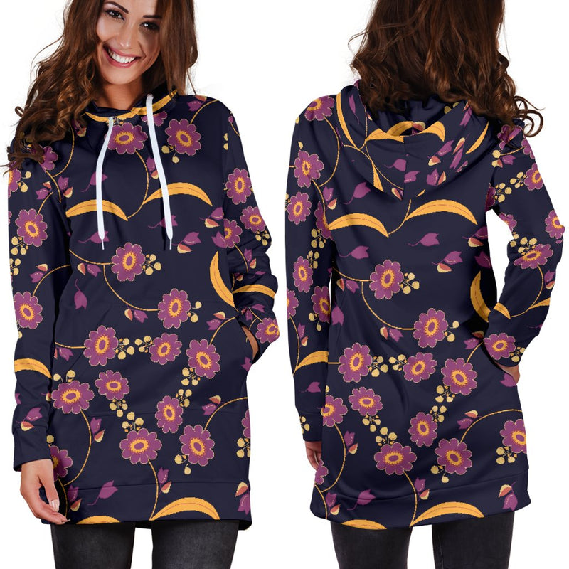 Anemone Pattern Print Design AM012 Women Hoodie Dress
