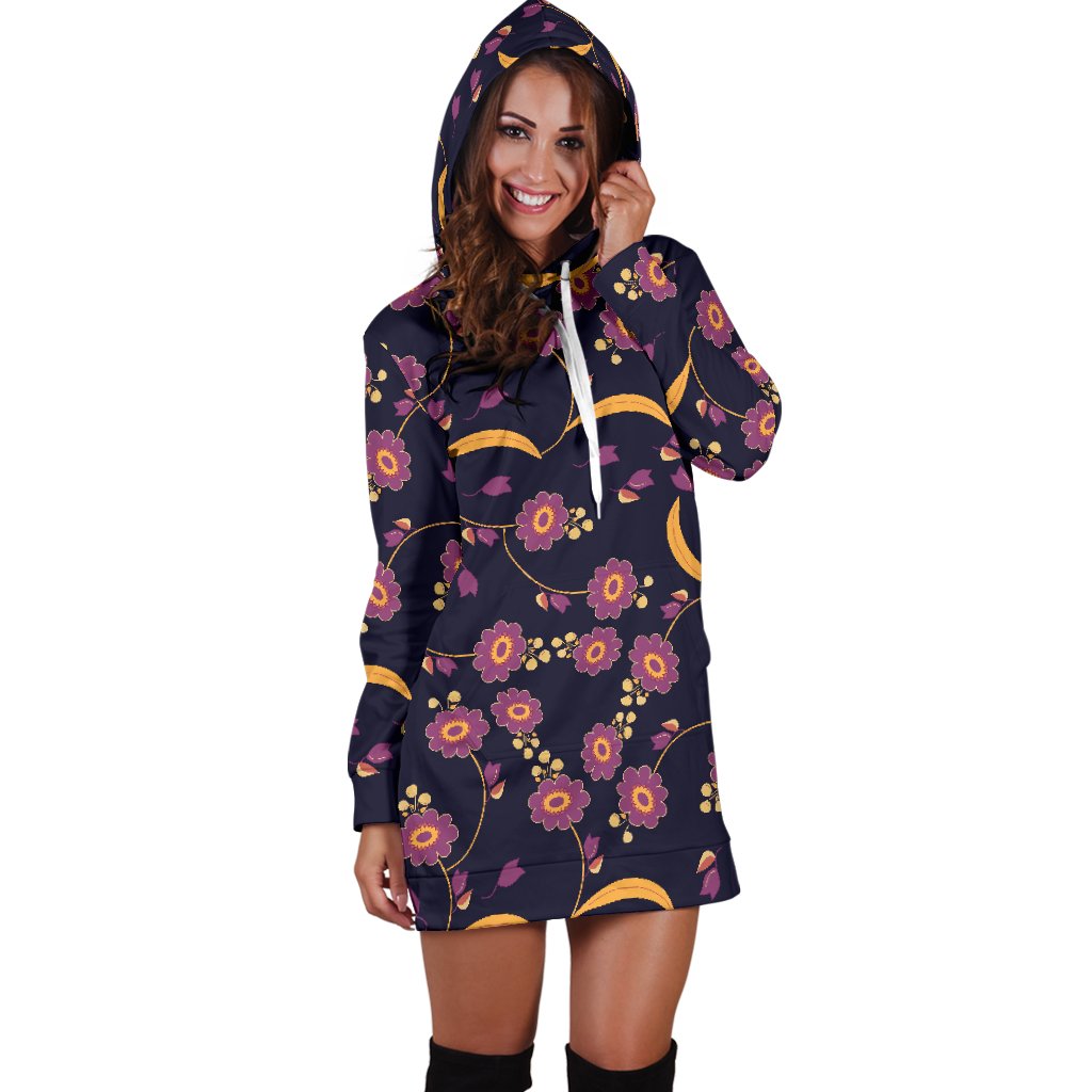 Anemone Pattern Print Design AM012 Women Hoodie Dress