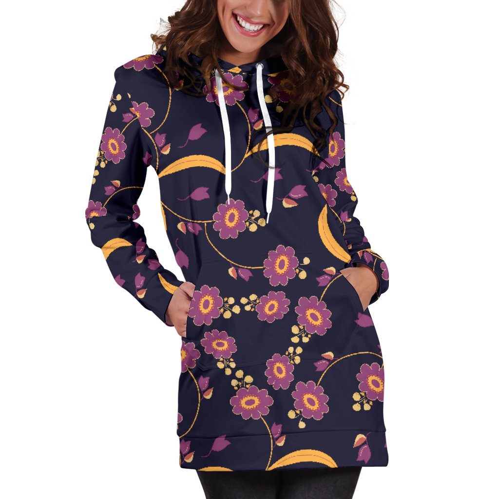 Anemone Pattern Print Design AM012 Women Hoodie Dress