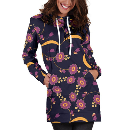 Anemone Pattern Print Design AM012 Women Hoodie Dress