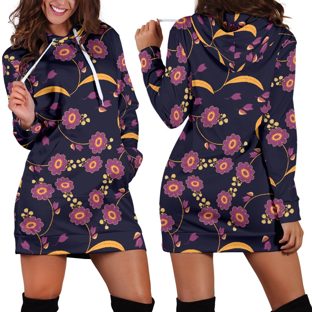 Anemone Pattern Print Design AM012 Women Hoodie Dress