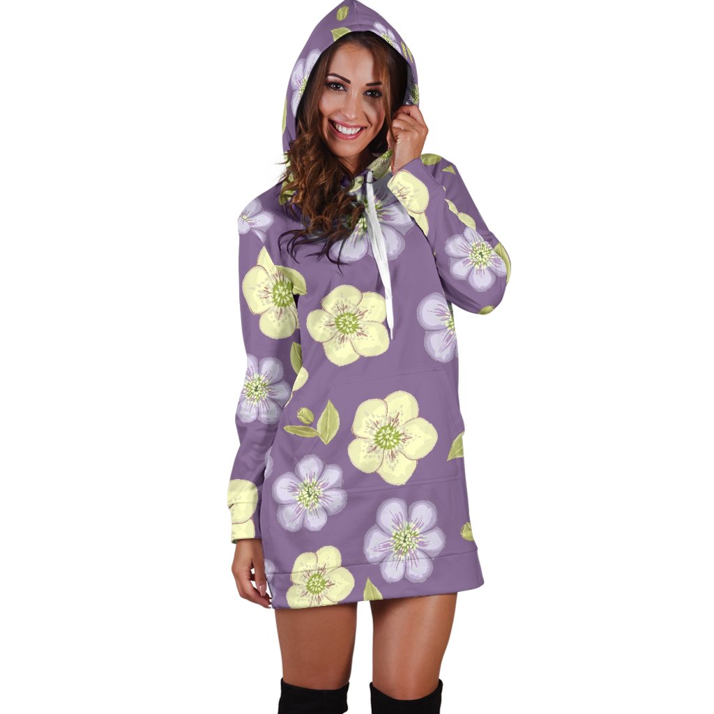 Anemone Pattern Print Design AM013 Women Hoodie Dress