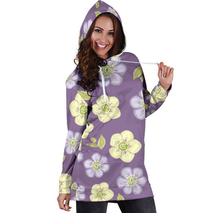Anemone Pattern Print Design AM013 Women Hoodie Dress