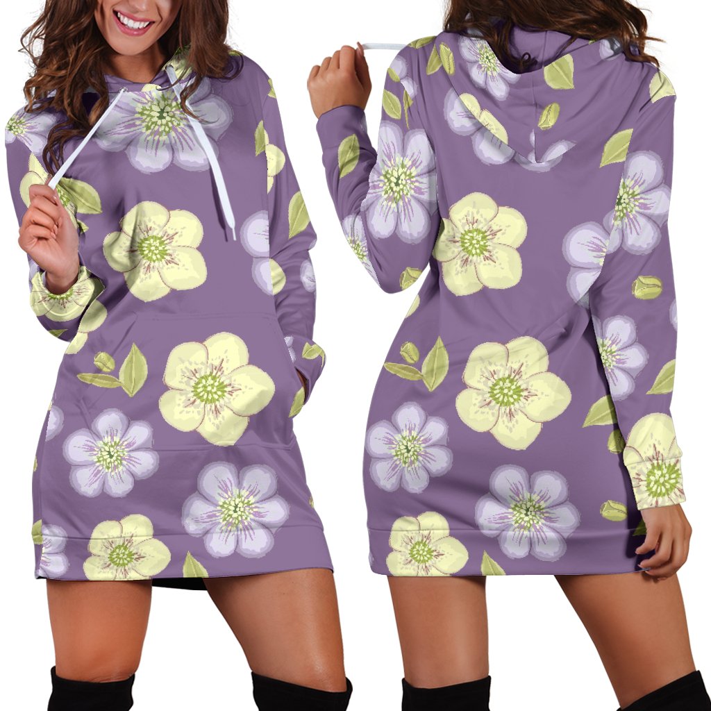 Anemone Pattern Print Design AM013 Women Hoodie Dress
