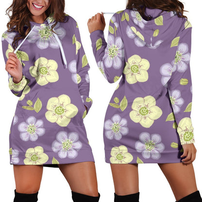 Anemone Pattern Print Design AM013 Women Hoodie Dress