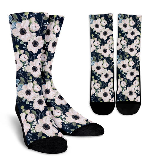 Anemone Pattern Print Design AM02 Crew Crew Socks-JORJUNE.COM