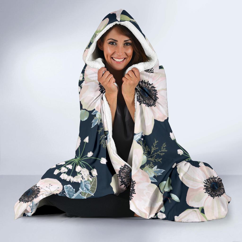 Anemone Pattern Print Design AM02 Hooded Blanket-JORJUNE.COM