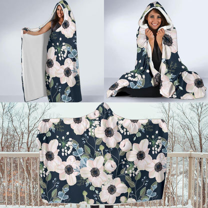 Anemone Pattern Print Design AM02 Hooded Blanket-JORJUNE.COM