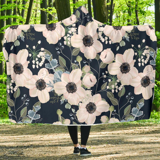 Anemone Pattern Print Design AM02 Hooded Blanket-JORJUNE.COM