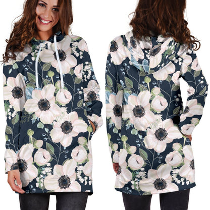 Anemone Pattern Print Design AM02 Women Hoodie Dress