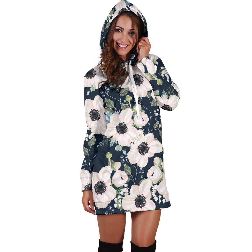 Anemone Pattern Print Design AM02 Women Hoodie Dress