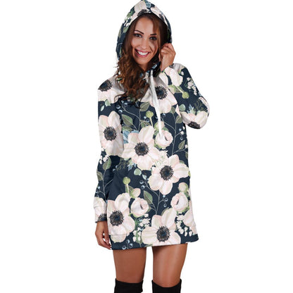 Anemone Pattern Print Design AM02 Women Hoodie Dress