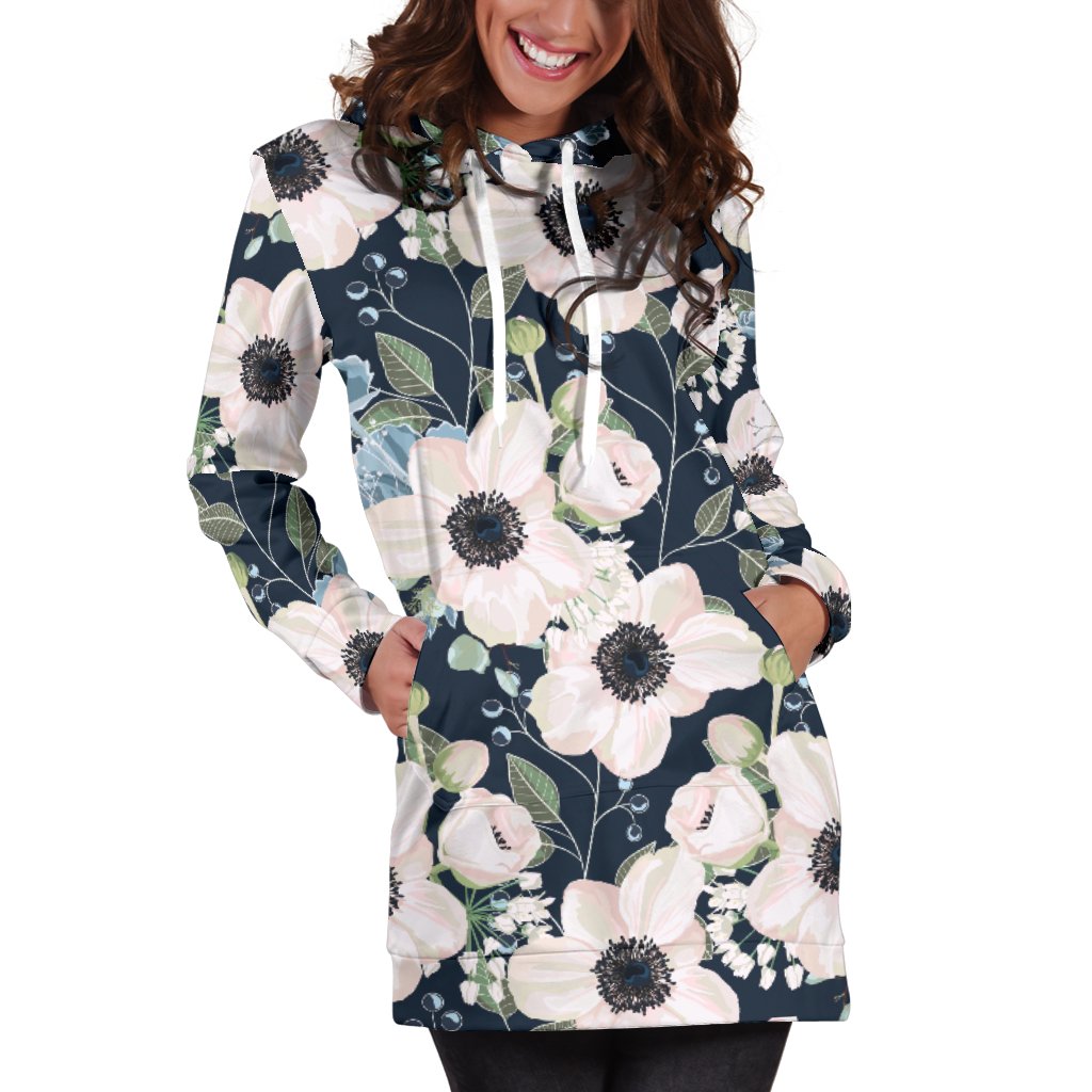 Anemone Pattern Print Design AM02 Women Hoodie Dress