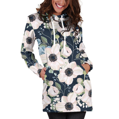 Anemone Pattern Print Design AM02 Women Hoodie Dress