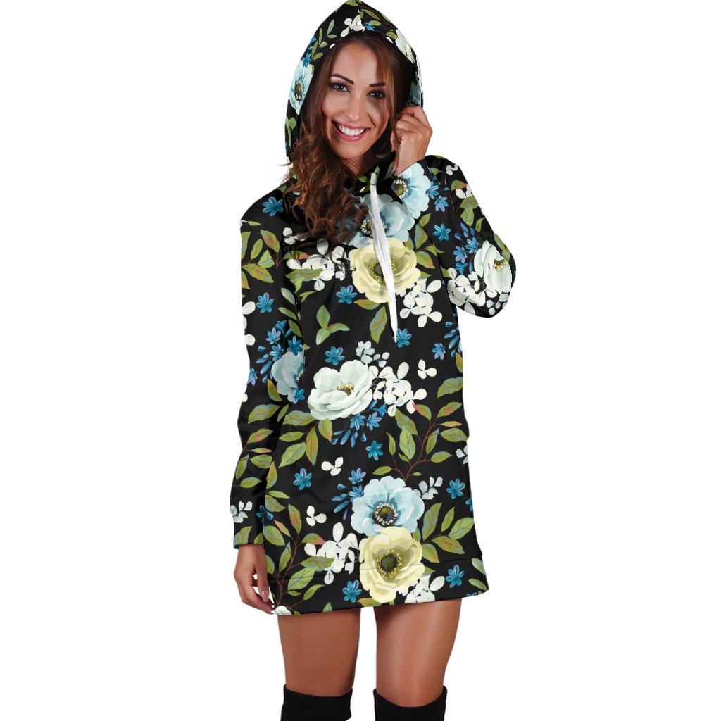 Anemone Pattern Print Design AM03 Women Hoodie Dress
