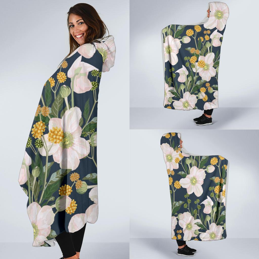 Anemone Pattern Print Design AM04 Hooded Blanket-JORJUNE.COM