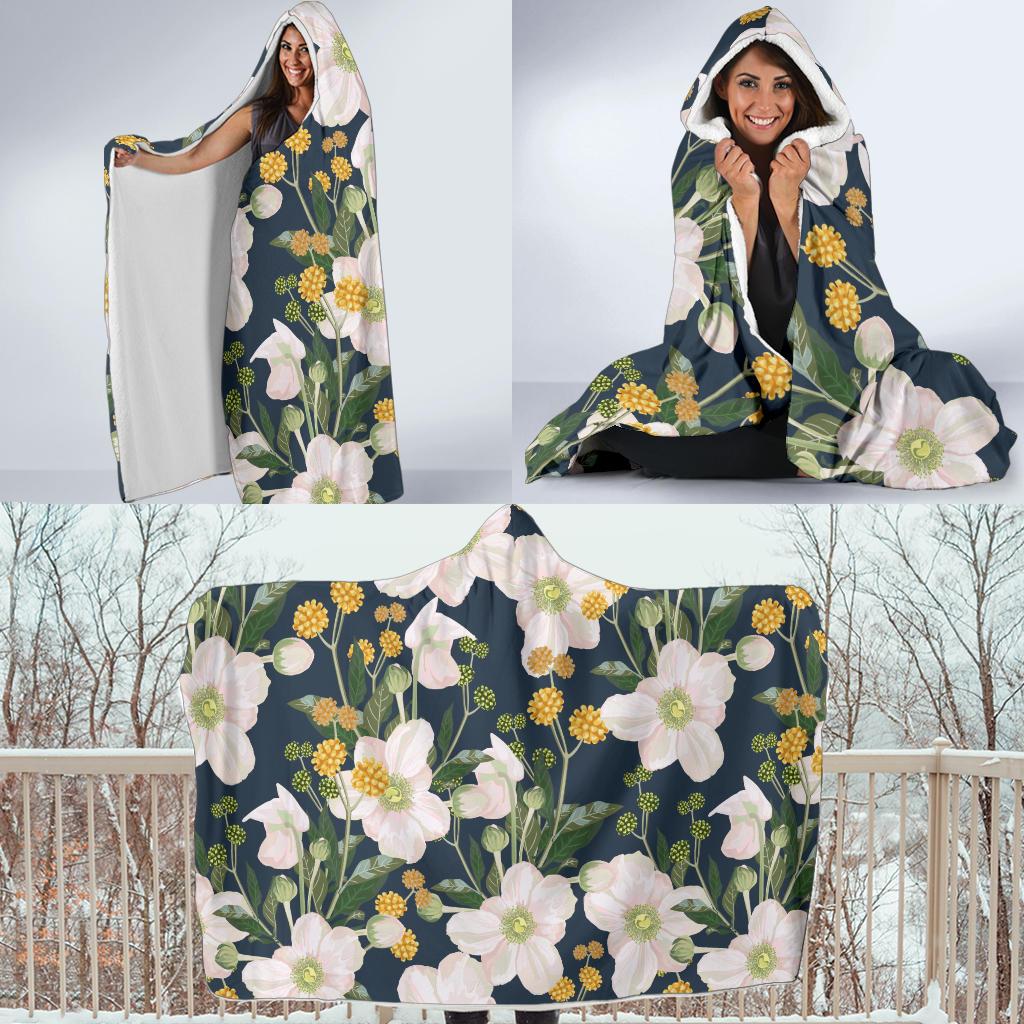 Anemone Pattern Print Design AM04 Hooded Blanket-JORJUNE.COM