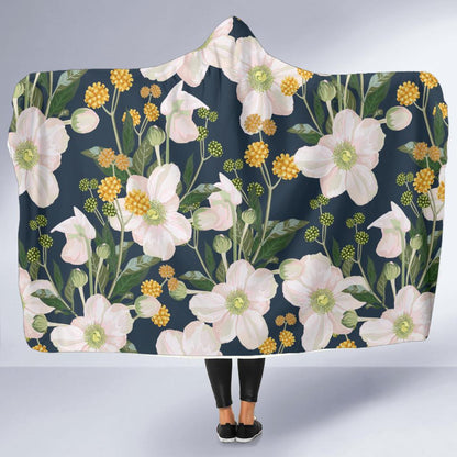 Anemone Pattern Print Design AM04 Hooded Blanket-JORJUNE.COM